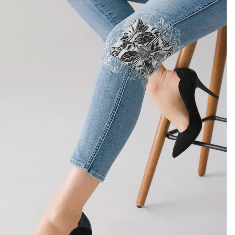 Whbm Hr Everyday Soft Medium Wash Patchwork Strai… - image 6